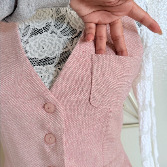 Together Blush Pink Tailored Vest Size 4 Wool Blend Button Front Coquette Chic - Picture 3 of 7